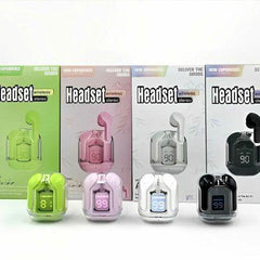 AIR 31 Airpods Touch Sports, Waterproof V5.3 in-Ear TWS Crystal Transparent True Wireless Earbuds Wireless Bluetooth Earphone Fingerprint Touch Sensor Control Earbuds